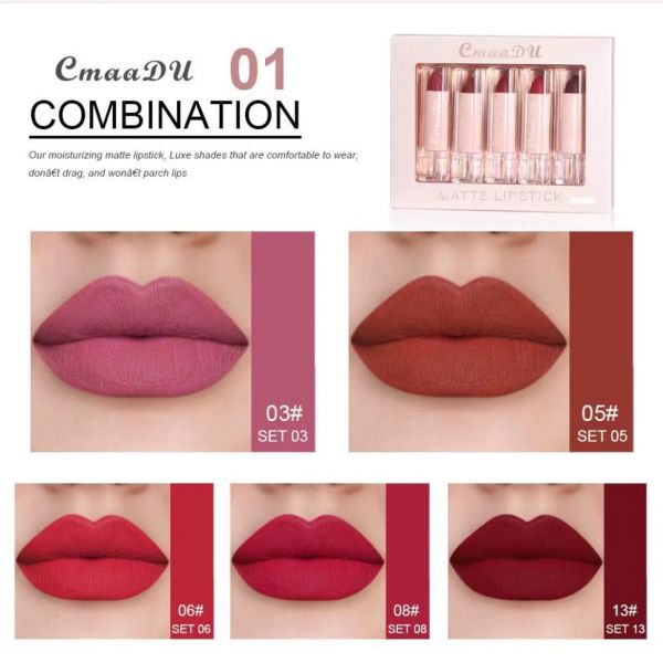 CmaaDU Gift set of matte lipsticks, tone 01